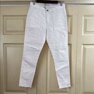LOFT White High-Rise Skinny Crop Jeans Raw Hem Size 6/28